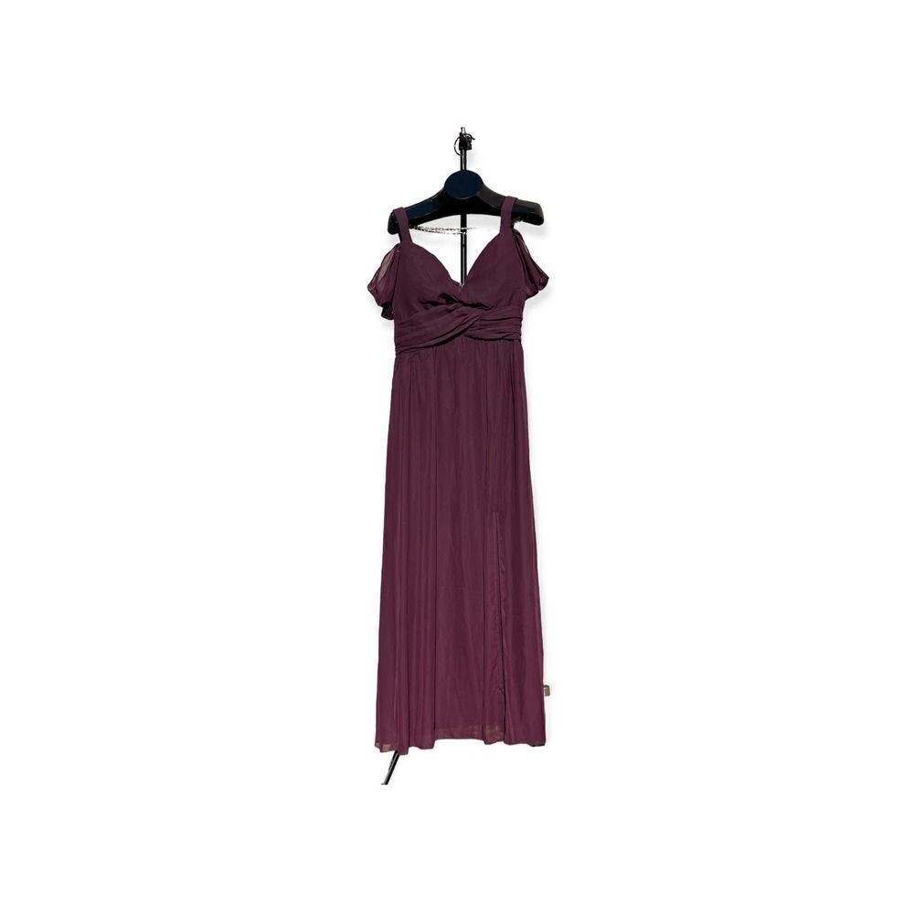Venus Marron Sheer Cold Shoulder Formal Midi Dress size 14